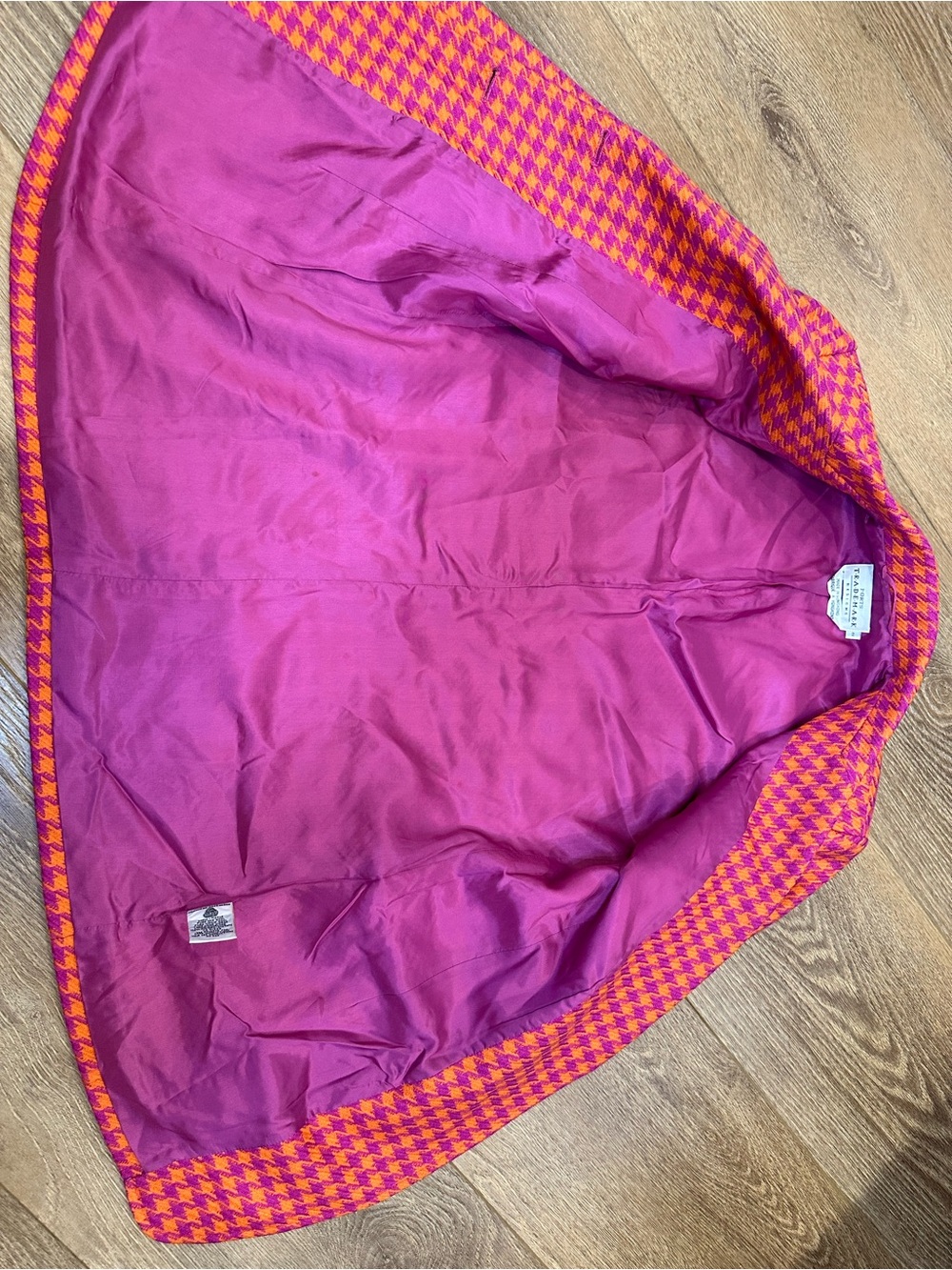 Vintage Pink & Orange Houndstooth Women's Blazer 2 - Picture 12 of 14